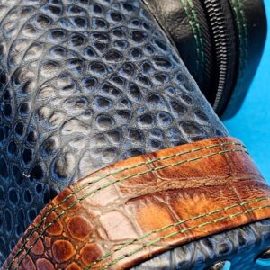 Whitten 3×6 Case - Navy/Spicy Brown w/ Double Green Stitching (#3) - Image 4