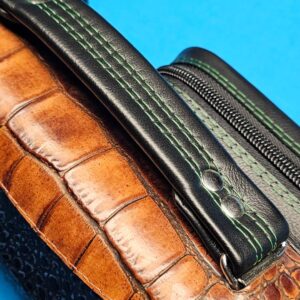 Whitten 3×6 Case - Navy/Spicy Brown w/ Double Green Stitching (#3) - Image 9