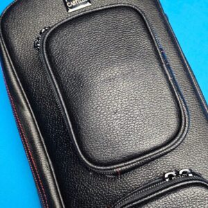 Castillo 6x12 Black Leather & Red Stitching