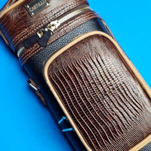 Castillo 3x5 Black Pebbled Leather/Honey Brown