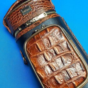 Castillo 4×8 Black Leather & Cognac w/ Embossed Gator