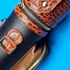 Castillo 4×8 Black Leather & Cognac w/ Embossed Gator - Image 5