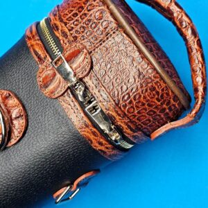 Castillo 4×8 Black Leather & Cognac w/ Embossed Gator - Image 8