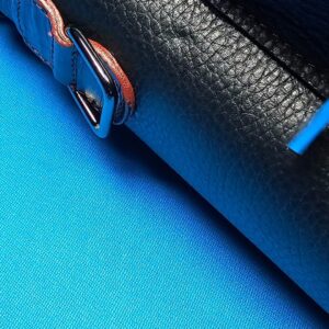 Castillo 3×5 Black Pebbled Leather & Dark Wine w/ Ostrich - Image 11