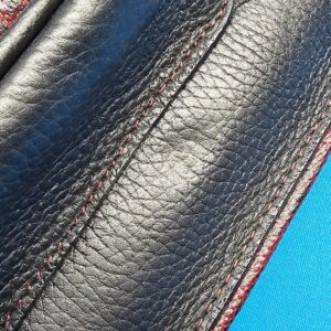 Castillo 3×5 Black Pebbled Leather & Dark Wine w/ Ostrich - Image 13