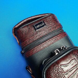 Castillo 3×5 Black Pebbled Leather & Dark Wine w/ Ostrich - Image 14