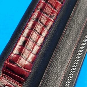Castillo 3×5 Black Pebbled Leather & Dark Wine w/ Ostrich - Image 15