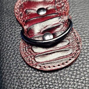 Castillo 3×5 Black Pebbled Leather & Dark Wine w/ Ostrich - Image 18