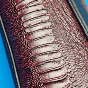 Castillo 3×5 Black Pebbled Leather & Dark Wine w/ Ostrich - Image 25