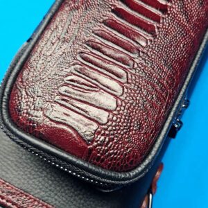 Castillo 3×5 Black Pebbled Leather & Dark Wine w/ Ostrich - Image 28