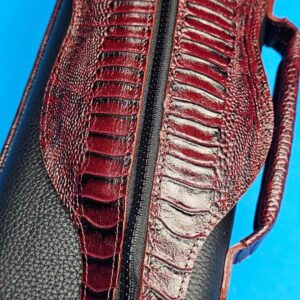 Castillo 3×5 Black Pebbled Leather & Dark Wine w/ Ostrich - Image 6
