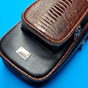 Castillo 4x8 Black Leather w/ Cognac Ostrich Trim - Image 10
