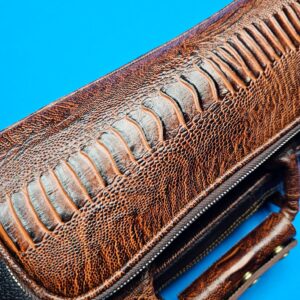Castillo 4x8 Black Leather w/ Cognac Ostrich Trim - Image 12