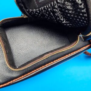 Castillo 4x8 Black Leather w/ Cognac Ostrich Trim - Image 16