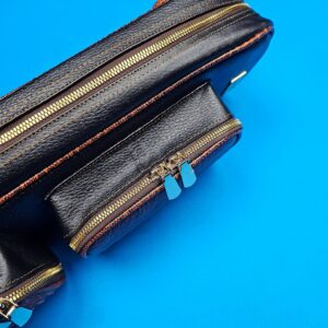 Castillo 4x8 Black Leather w/ Cognac Ostrich Trim - Image 18