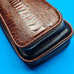 Castillo 4x8 Black Leather w/ Cognac Ostrich Trim - Image 3