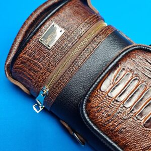 Castillo 4×8 Black Leather & Cognac (Ostrich)
